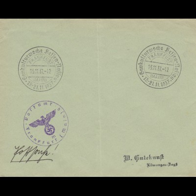 Postsache Kuvert 1937: Gaukulturwoche Hessen-Nassau, Frankfurt/Main