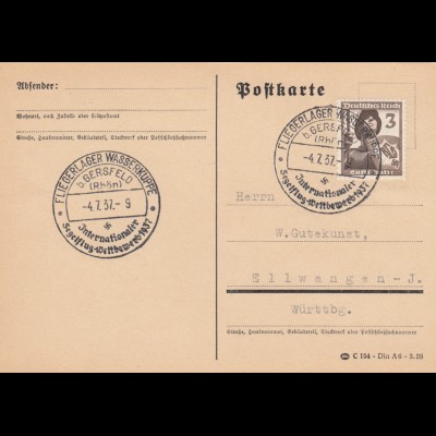 Postkarte Fliegerlager bei Gersfeld, Segelflug Wettbewerb 1937, Wasserkuppe