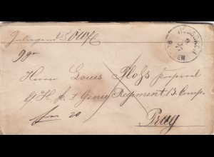 1877: Rossbach/Böhmen nach Prag, Siegel mit Briefinhalt