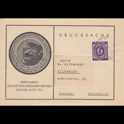Drucksache Verkaufsliste Briefmarken aus Ulm nach Ellwangen