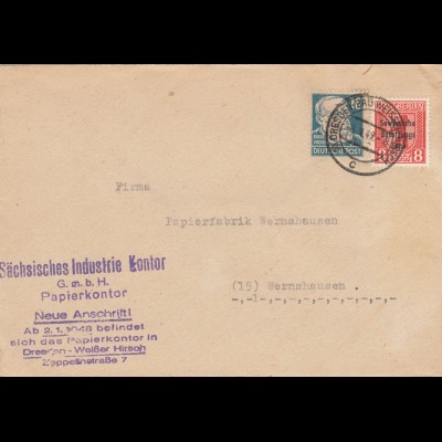 SBZ 1949: Brief aus Dresden, Papierkonto nach Wernshausen