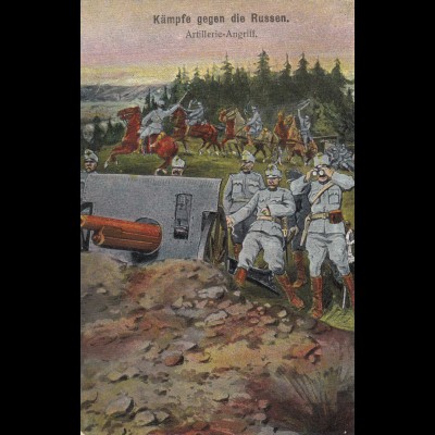 2x Ansichtskarte: Zusammenhalten/Zeppelin und Kämpfe gegen die Russen 1915/16