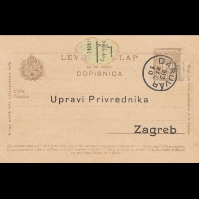 1912: post card Daruvar to Zagreb