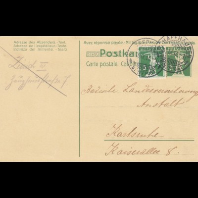 1913/23: 2 post cards Schaffhausen/Davos to Karlsruhe/Paris