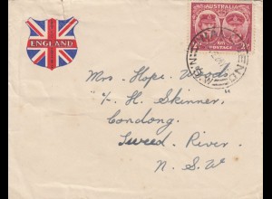 1945: letter Wallsend to Australia Londong, Sweed Rivert NSW
