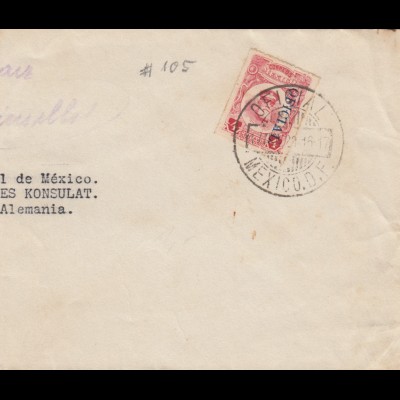 1928: Mexico to Deutsches Konsulat, Berlin, half letter