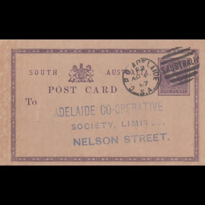 1887: post card Adelaide