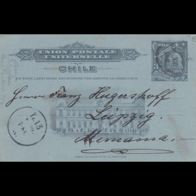 1907: post card Santiago to Leipzig