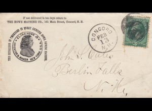 3x Letter 1881 from Concord, St. Johnsbury, Beresford to Berlin