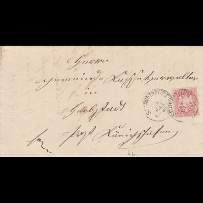 Brief von Schweinfurt 1873, Quittung mit 3 Kreuzer Gebühren