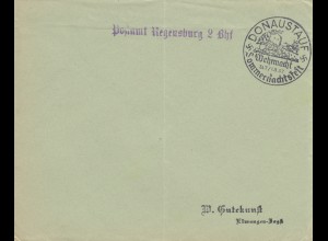 Sonderstempel 1937 Donaustauf, Sommernachtsfest als Postsache Regensburg