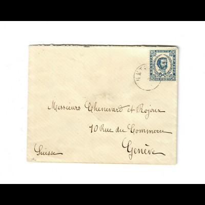 1893: Kleinformatiger Briefumschlag Celtinie nach GEnf, portogercht, Nr. 5 III