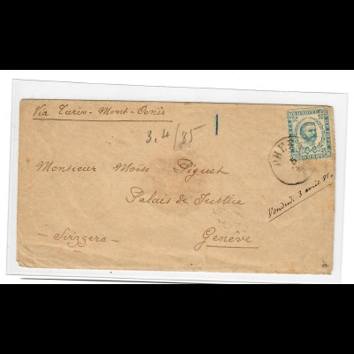 1885: Brief von Rieka nach Genf, portogerecht, Befund