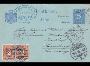 post card NL-Indien 1899, Macassar nach Hamburg