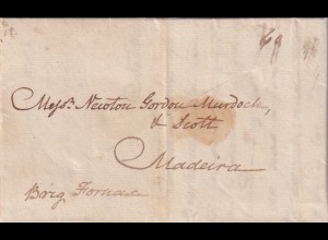 New York 1826 to Madeira, kompletter Brief, Rächerschlitz, Kapitänsbrief