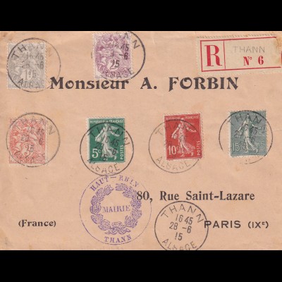 Thann: French post office on German territory 1915, after Versailles to France