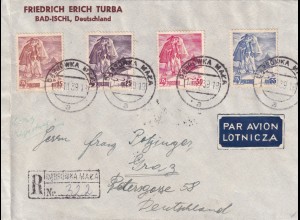 Einschreiben air mail 1939 DĄBRÓWKA MAŁA nach Graz, Devisenkontrolle