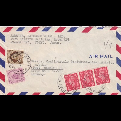 air mail Tokyo to Hamburg, Australian Army 1949, business letter via Field post