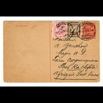 post card Alexandria 1923 to DSWA Post Kalkfeld, Südwest Afrika