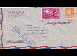 San José 1950 via air mail K.L.M. to Heidelberg