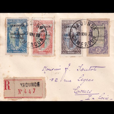 Registered cover Yadunde to France/Tours 1923