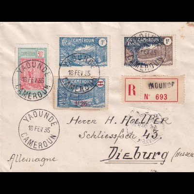 Registered cover Yaounde to Dieburg/Germany 1935