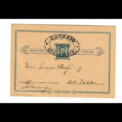 Cap Verde, post card 1895 to Germany - Heide