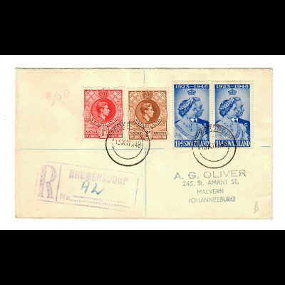registered Bremersdorf to Johannesburg 1948