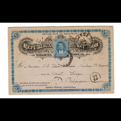 post card 1898 to Liege/Belgium
