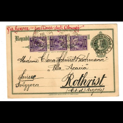 Post card 1914 Santos to Rothrist/Switzerland