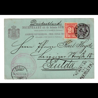 Briefkaart Surinam 1898 to Fulda/Germany