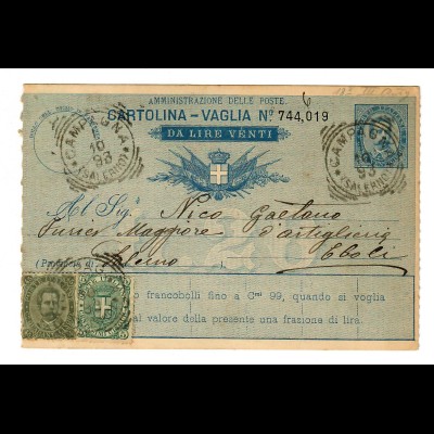 Geldanweisung/Cartolina-Vaglia 1893, Campagna