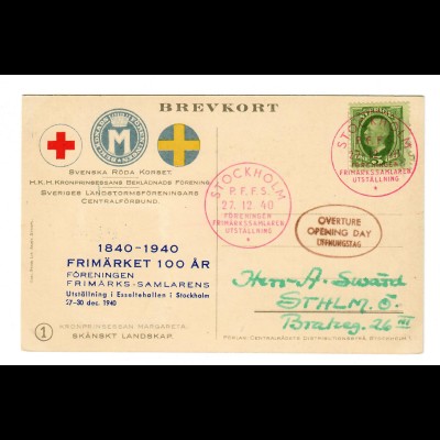 Postkarte Stockholm 1940 Rotes Kreuz