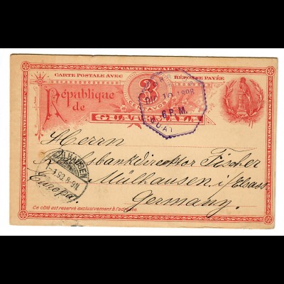 Ganzsache Guatemala 1898/99 nach Mühlhausen/El