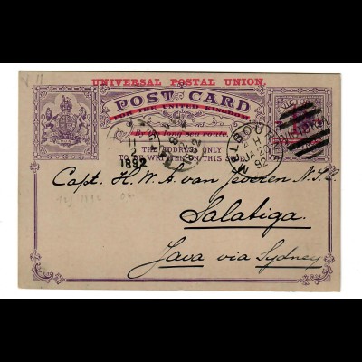 Post card Victoria/Melbourne 1897 to Salatiga/Java