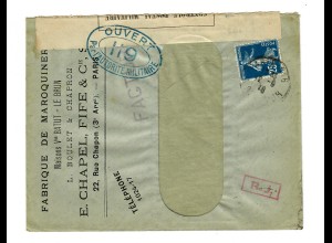 Paris 1916 Maroquinerie/Lederwaren mit Zensur nach Lausanne
