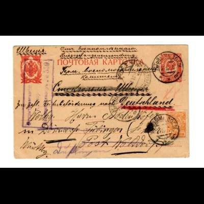 Rus: 1915: Kgf/POW Post am Jarewsk nach Tübingen - Weiterleitung