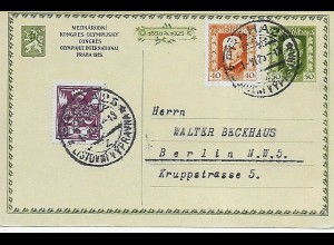 Prag 1925: Olympischer Kongress auf Karte nach Berlin