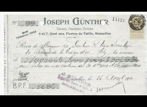 Belgien: 15.4.1910: Scheckeinreichung, Brüssel