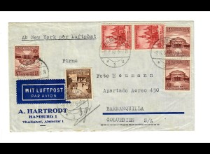 Luftpost Brief Hamburg nach Barranquilla/Kolumien, 1938