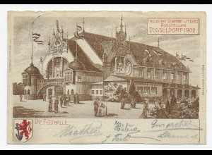 Festhalle Düsseldorf 1902 mit Messemarke/Vignette nach Neuried