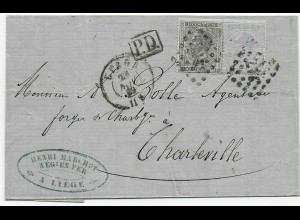 Liège nach Charleville (France) 1869, France par Charleroy