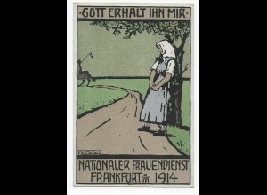 Nationaler Frauendienst, Frankfurt 1914, Postkarte Frankfurt nach Heidelberg