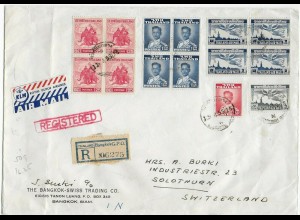 Airmail registered Bangkok to Solothurn, Switzerland, 1955, KLM Flight