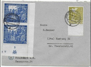 Brief von Frankfurt/M 22.6.48 nach Hamburg, Eckrand