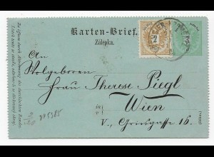 Karten Brief von Kremsier nach Wien, 1889
