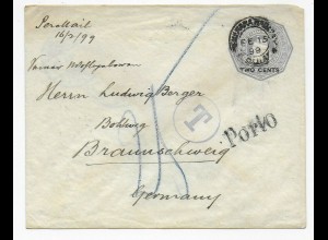 Demara 1899 to Braunschweig/Germany, Taxe. British Guayana