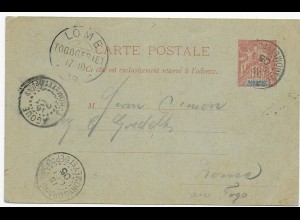 Postkarte Dahomey Agoue/Grandpopo nach Lome/Togogebiet 1905