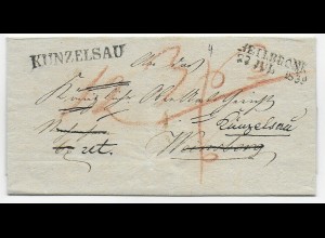 Heilbronn 1839 nach Weinsberg, Weiterleitung nach Künzelsau, ohne Textinhalt