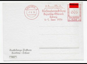 Freistempel Briefmarkenausstellung Bayrische Ostmark, Coburg 1936